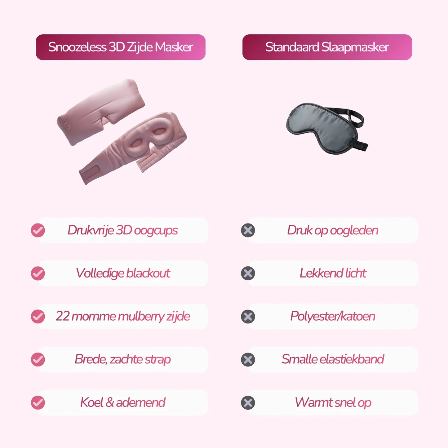 3D Silk Sleep Mask - Soft Pink