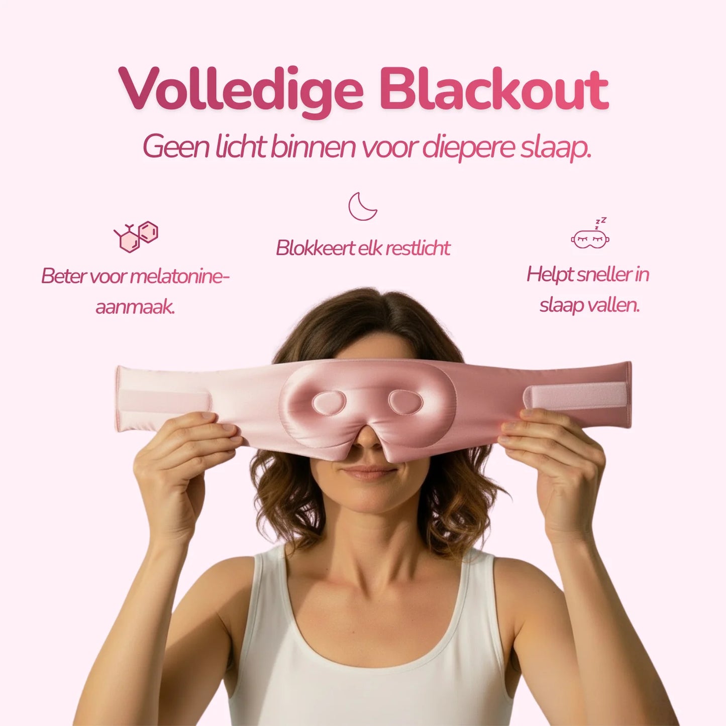 3D Zijden Slaapmasker - Soft Pink