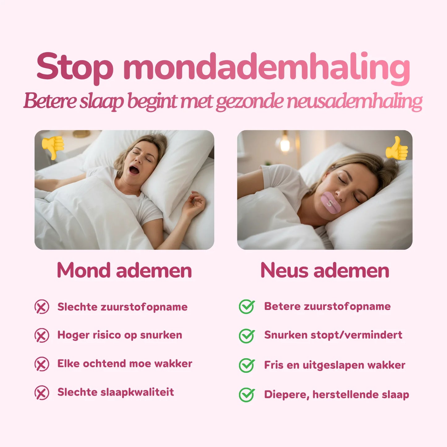Deep Sleep Duo - Mondtape & Neusstrips - Roze