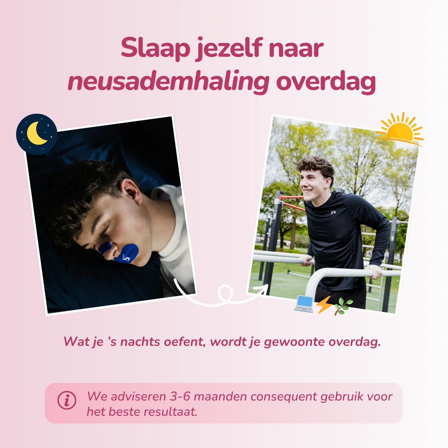 Deep Sleep Duo - Mondtape & Neusstrips - Roze