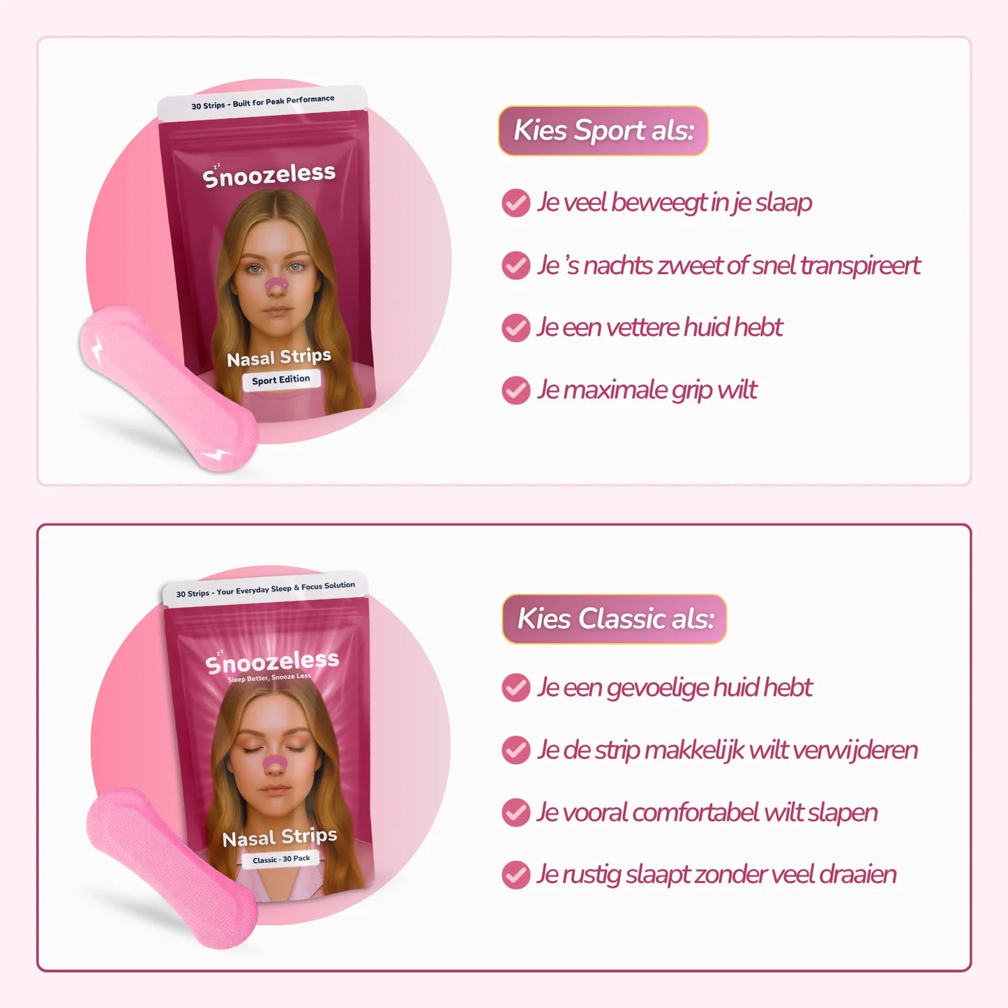 Classic Nose Strips - for Sensitive Skin | Pink