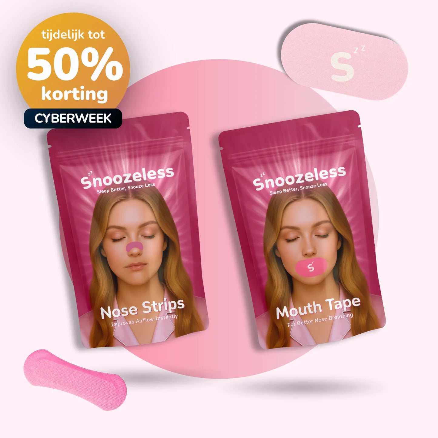 Deep Sleep Duo - Mouth Tape & Nose Strips - Pink